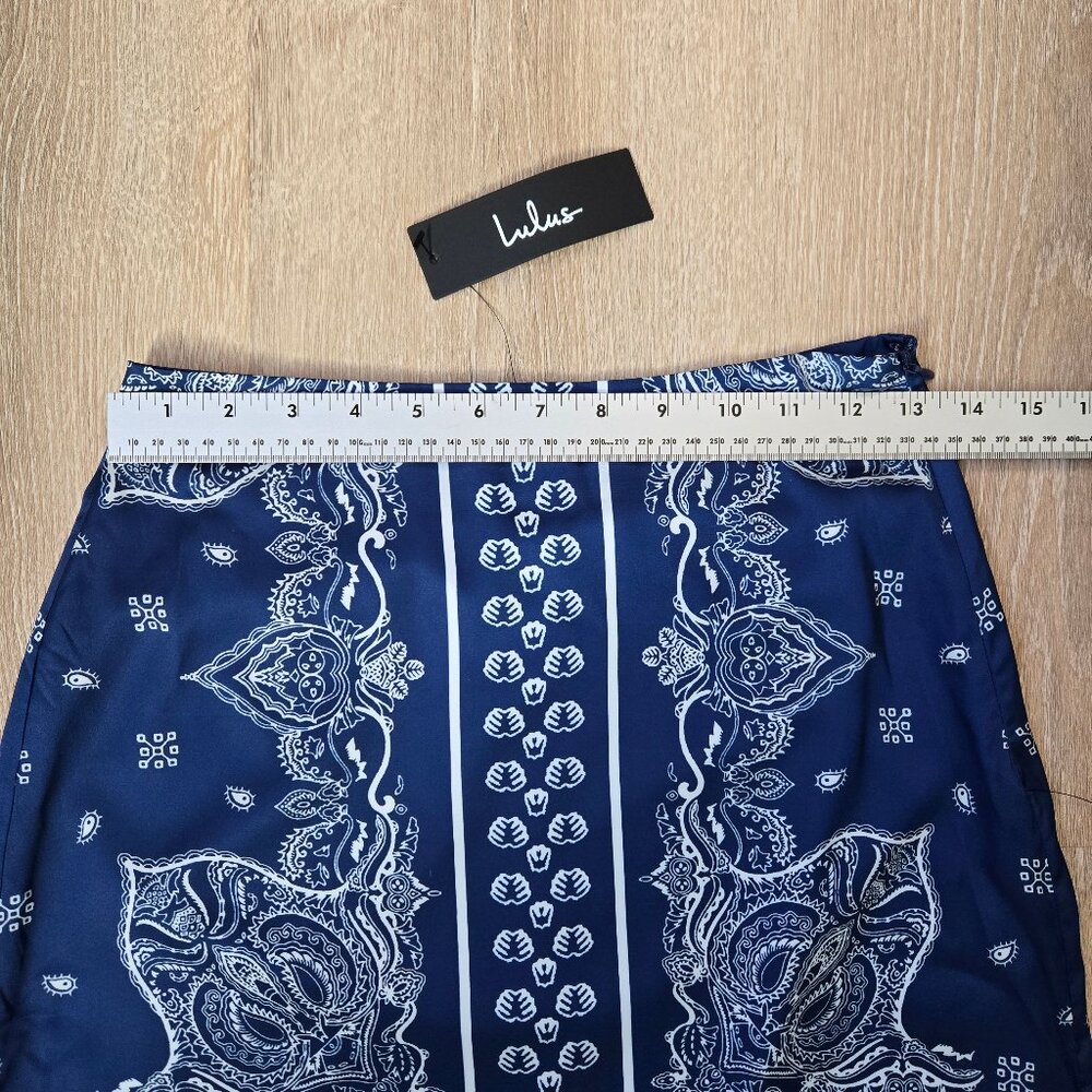 Lulu's Navy Blue & White Paisley Midi Skirt - Picture 4 of 14